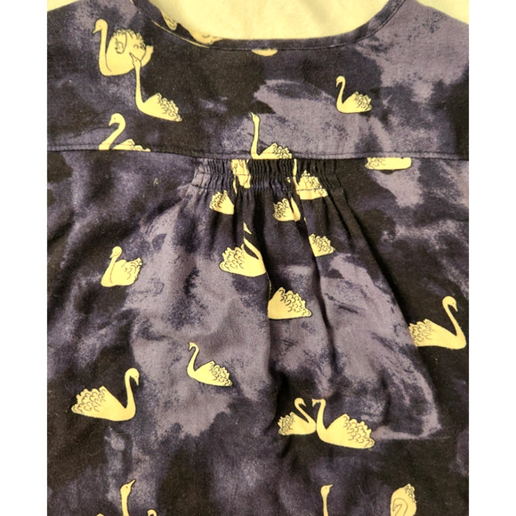 Anthropologie Maeve Bethesda Flannel Top Swan Print Blue Size XS - Picture 7 of 9